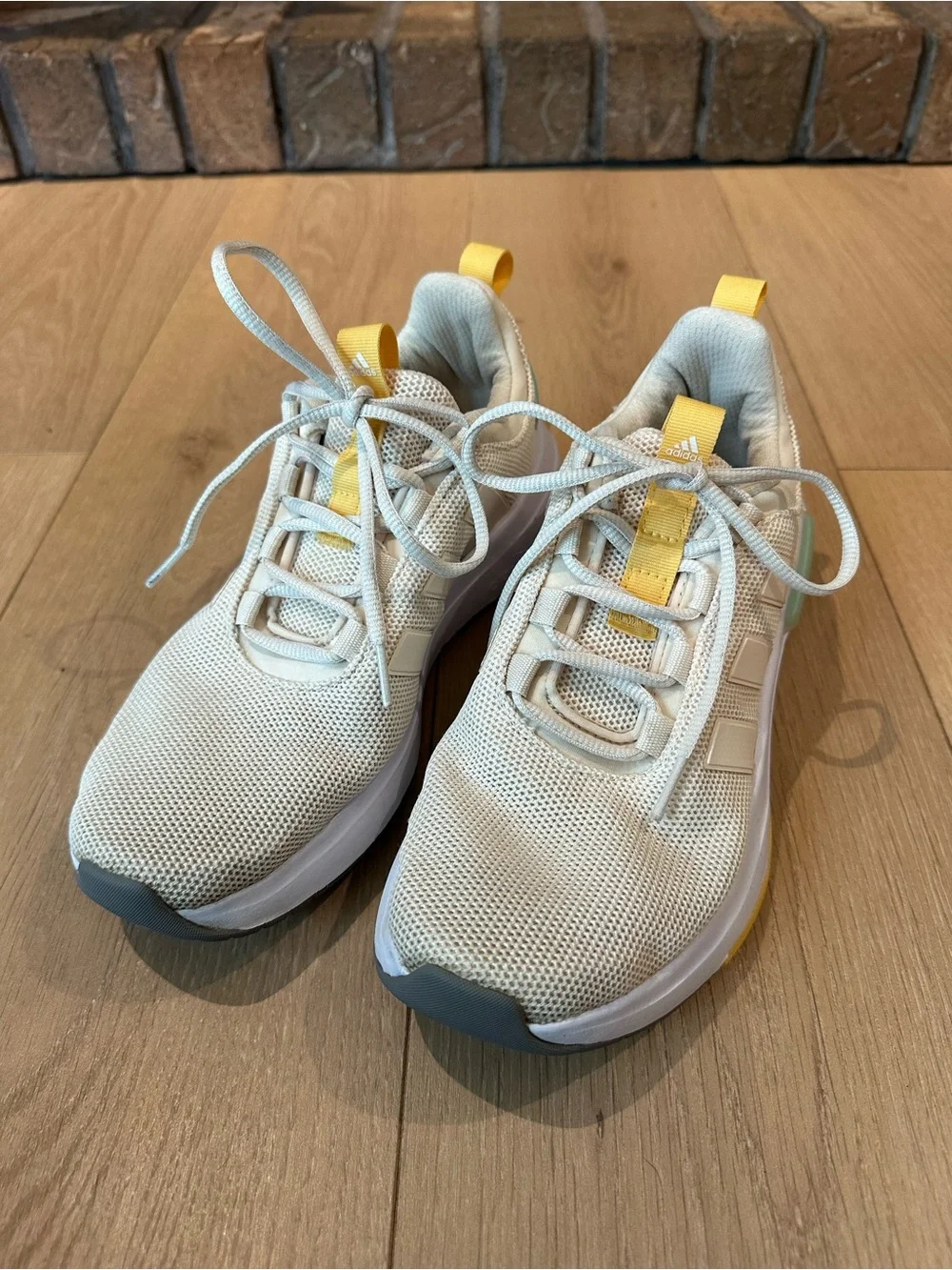 adidas Racer TR23 Sneakers in Cream with Mint & Yellow Accents